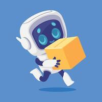 Cartoon robot carrying a box vector