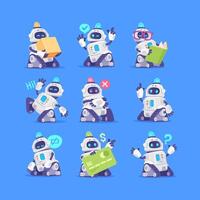 Robot and Modern Electronic Humanoid Machine Illustration Set vector