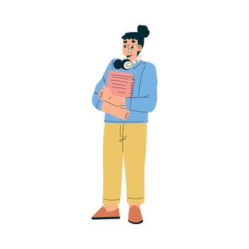 A man with a stack of papers in his hands vector