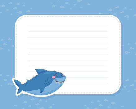 A shark with a blank paper and a note vector