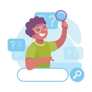 buscar con hombre con navegador campo ilustración vector