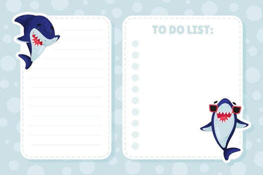 Funny Shark Character To Do List Design Template vector