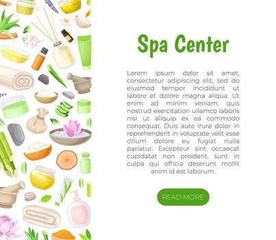 Spa center banner template with spa products and place for text vector