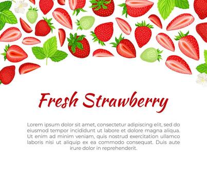 Fresh strawberry background with place for text vector