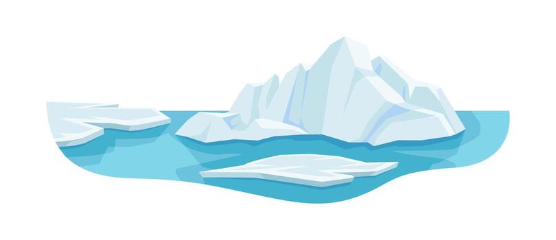 Icebergs floating in the water, isolated on a white background vector
