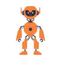 A cartoon orange robot with a green eye vector