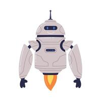 Metal Robot Machine with Limbs and Fire Turbine for Labor Automation Illustration vector