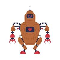 A cartoon robot with red eyes and red hands vector
