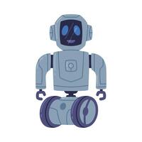Metal Robot Machine with Limbs and Wheel for Labor Automation Illustration vector