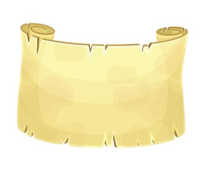 Cartoon scroll with a blank paper on it vector