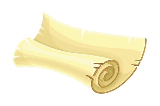 Old Scroll or Roll of Papyrus, Parchment or Paper Containing Writing Illustration vector