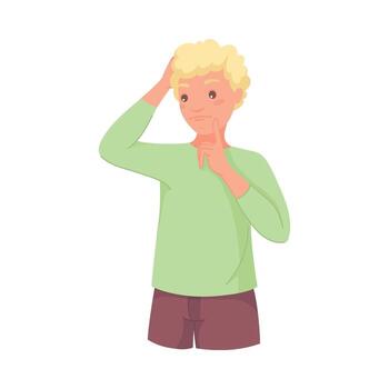 Pensive Man Character Scratching Head Thinking and Considering Something Illustration vector