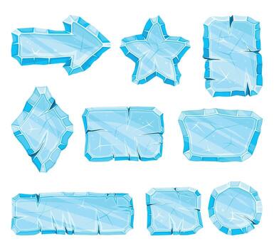 Ice Shaped Elements for Game and Web Design Set vector