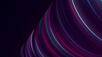 futuristico astratto sfondo con raggiante neon leggero travi curvatura senza intoppi attraverso un' buio pendenza. ideale per tecnologia digitale arte e innovazione disegni. pieno HD ciclo continuo con copia spazio. video