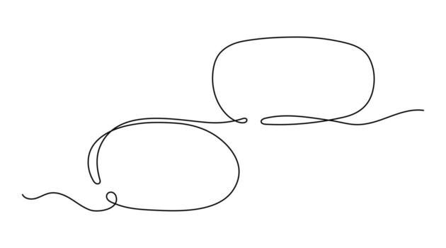 One line drawing speech bubble . Minimal communication icon for chat or messenger. Dialogue cloud template in simple outline linear style. illustration. vector