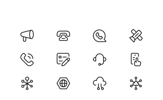 Professional Networking Line Icon Modern Outline Linear Style Pack of WiFi, Connection, Database, Collaboration, Router, Cloud Technology, and Information Sharing Illustrations vector