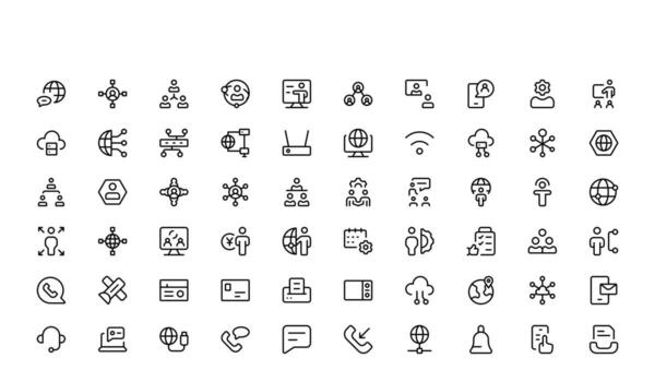 Professional Networking Line Icon Set Featuring Modern, Minimal, and Unique Designs Ideal for Business, Technology, and Communication Concepts with Clean Lines and Crisp Details vector