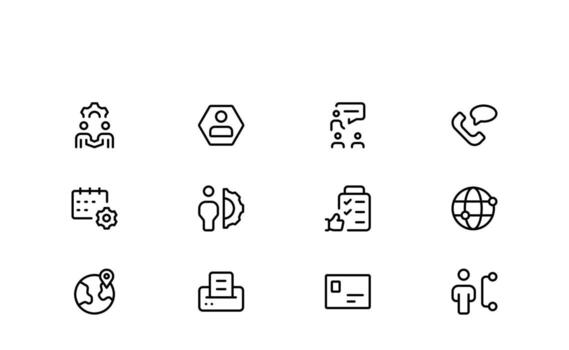Professional Networking Line Icon Modern Minimal Outline Collection Featuring Digital Connection, Cloud Storage, Internet, Server, Router, WiFi, and Technology Symbols vector