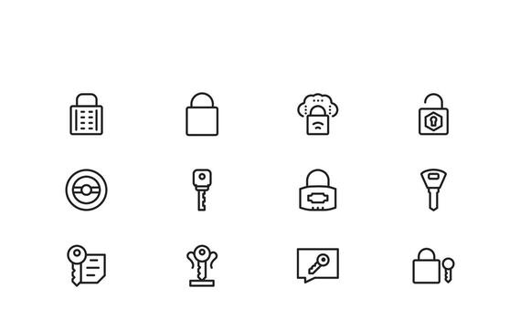 Lock And Security Line Icon Set vector
