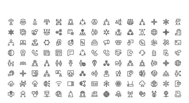 profesional redes lineal redes íconos conjunto en sencillo contorno estilo, incluso Internet conectividad, datos intercambio, inalámbrico tecnología, comunicación dispositivos vector