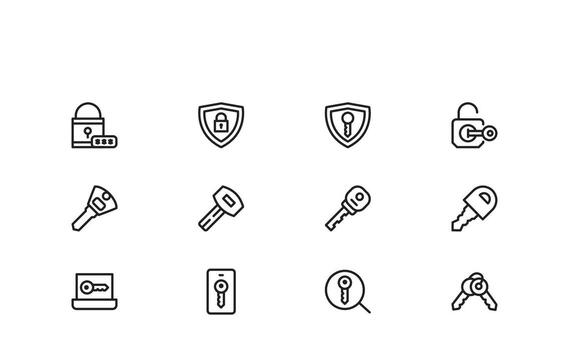 Lock And Security Line Icon SetLinear Minimal Style Set of Padlock, Data Safety, Privacy Shield, Secure Login, Authentication, and Access Management Symbols And Safety Line Icon Collection vector
