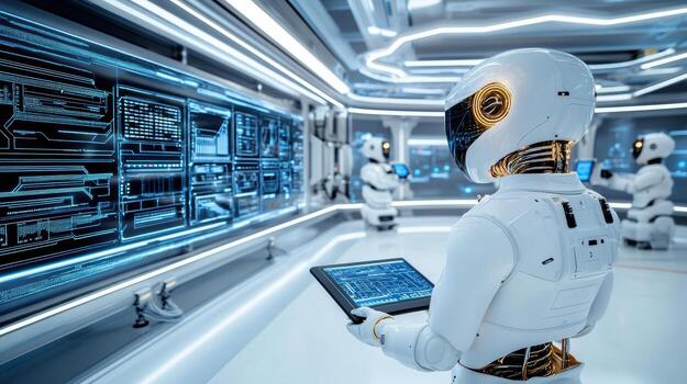 Robot in futuristic futuristic technology concept photo