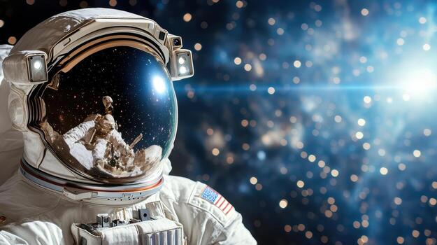 An astronaut in outer space with stars in the background photo