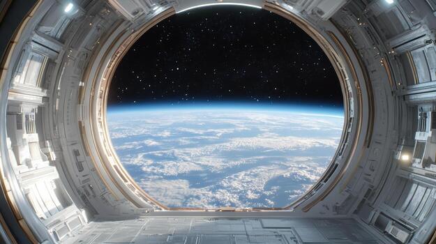 The view from inside a space station photo