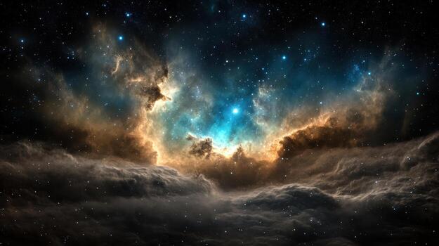 The nebula is seen in the sky with clouds photo