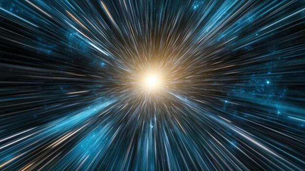 A bright star burst in space with a blue background photo