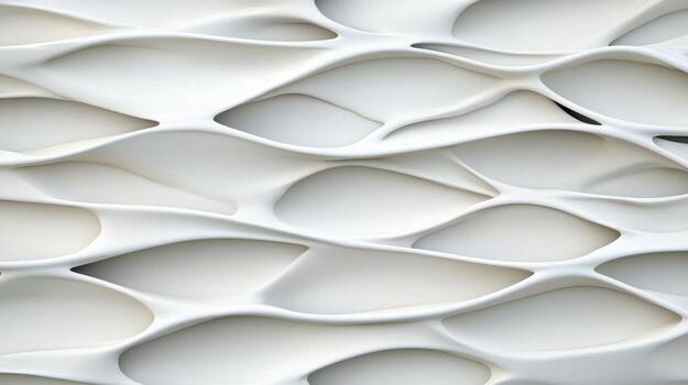 A white wall with many different shapes photo