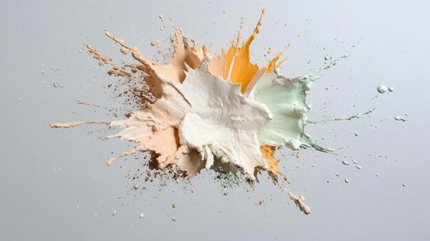 A white powder splashed on a gray background photo