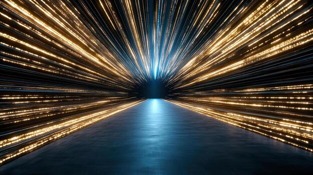 Dynamic light beams and speed lines create abstract motion effect, evoking sense of speed photo