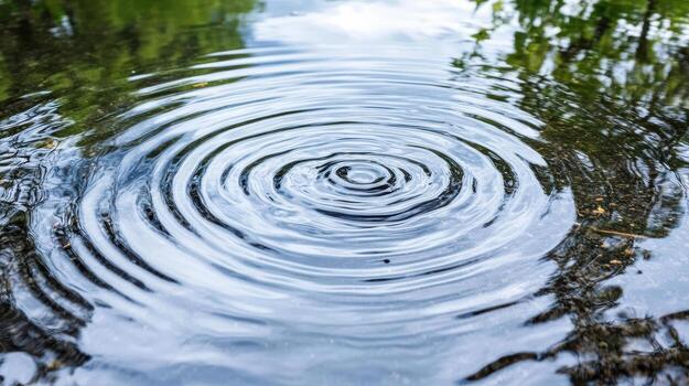 A circular rippling water pattern is seen in the water photo
