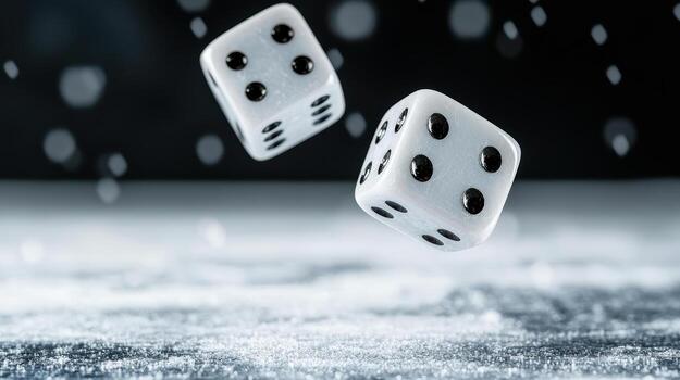 Two dice falling from the sky photo