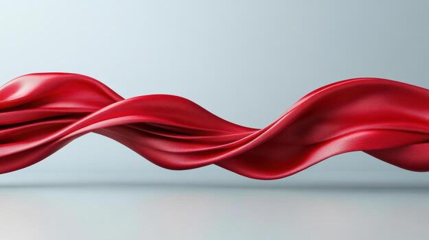 3d rendering of red silk wave on grey background photo