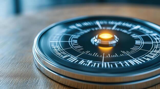 A close up of a clock with a light on it photo