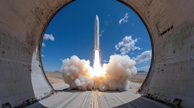 A rocket is launched from a tunnel photo