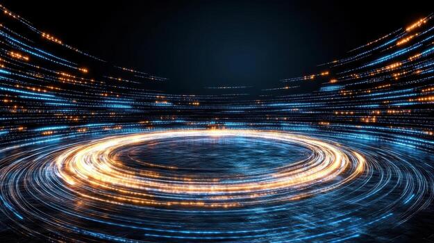 Abstract digital background with glowing lines and circles photo