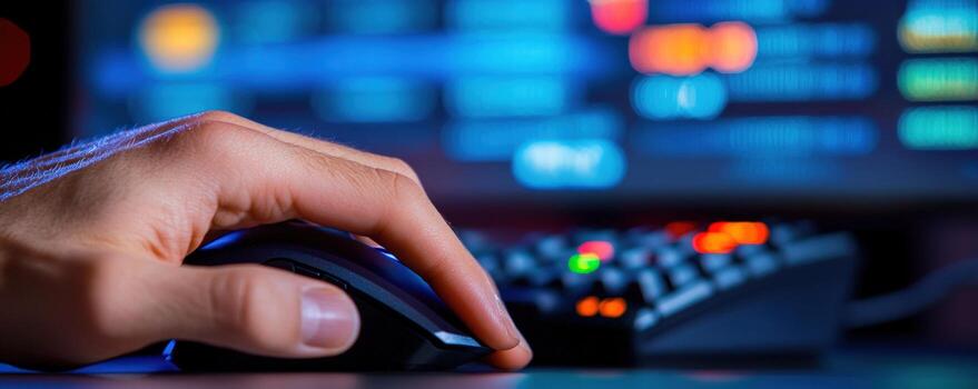 A person is using a mouse on a computer screen photo