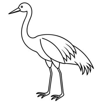 A drawing of a crane standing on its legs Minimal Flat Decorative Form with White Background vector