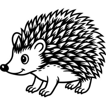 A hedgehog is standing in a line coloring page Modern Flat Abstract Icon Design vector