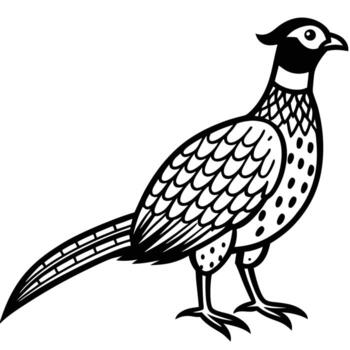 A pheasant is standing on a white background Flat Minimal Design Symbol vector