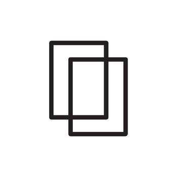 Bold black outline of two offset rectangles a perfect symbol for copying content vector