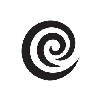Captivating black spiral icon showcasing continuous rotational movement against a pure white backdrop vector