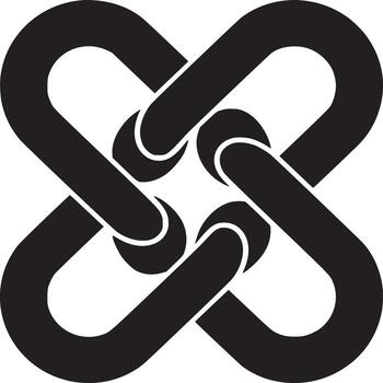 Geometric knot shape isolated on white background, an abstract design with intertwined loops and connections vector