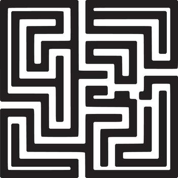 Square maze isolated on white background, a challenging labyrinth design for puzzle enthusiasts vector