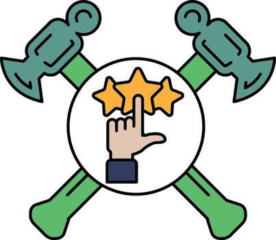 un mano señalando a un estrella con Tres estrellas en un circulo vector