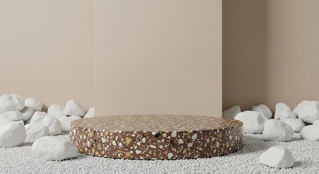 el angular belleza de un geométrico terrazo podio foto