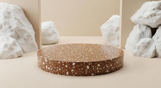 The Juxtaposition of Terrazzo and Rough Stone photo